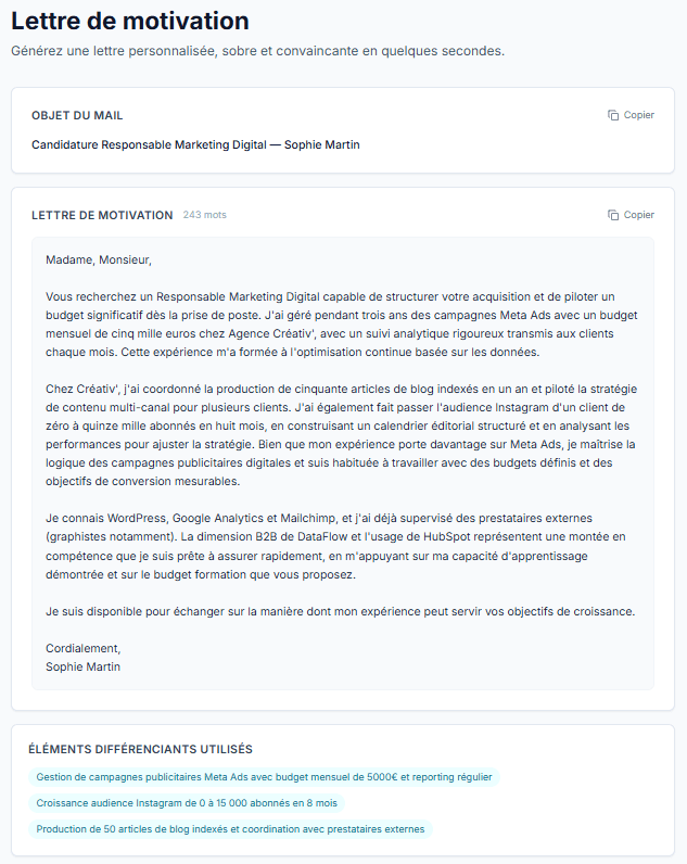 Lettre de motivation — JobPulse