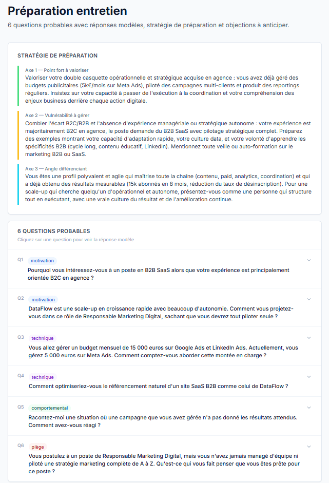 Préparation aux entretiens — JobPulse